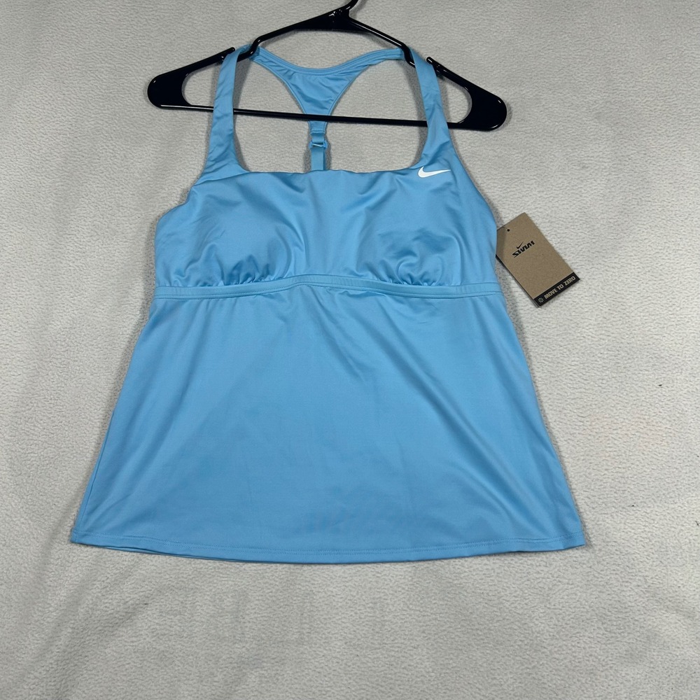 Nike Swim Blue Tankini Top Womens Large Racerback Adjustable Strap NESSE304-486